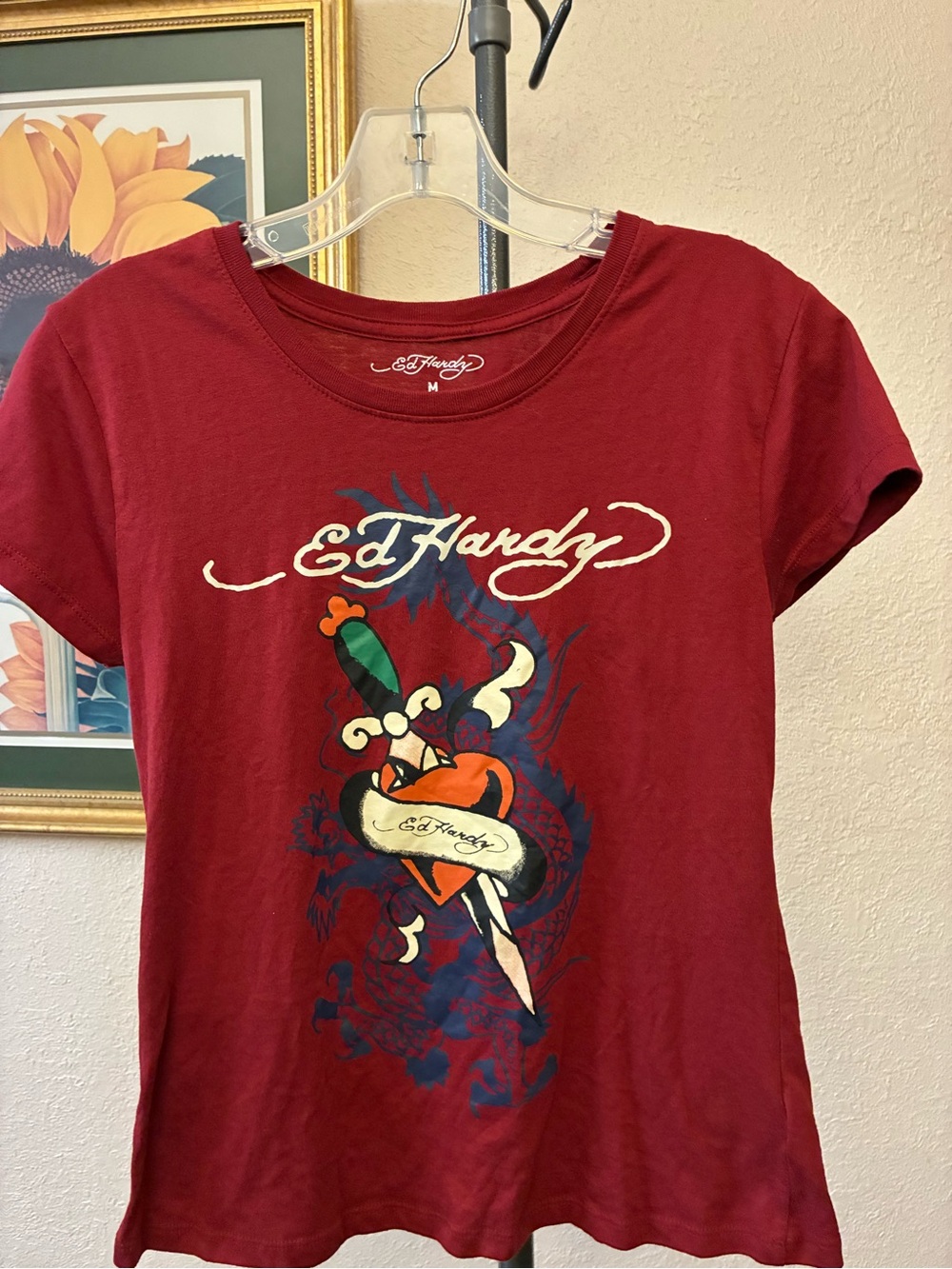 Ed Hardy Women's Red Graphic Tee